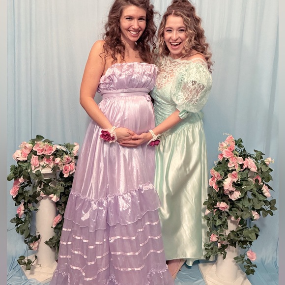 ALFRED ANGELO VINTAGE 80’s PALE AQUA BLUE LACE & SATIN FORMAL DRESS GOWN - Picture 15 of 15